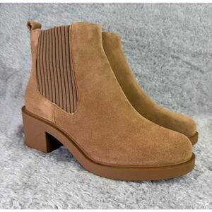 Andre Assous Gemma Women's Ankle Boot Block Heel Brown Suede Sock Size 9.5